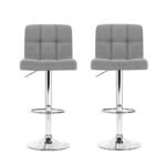 Artiss 2x Bar Stools Kitchen Dining Chairs Counter Stool Gas Lift Fabric Grey - Image 3