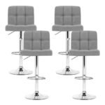 Artiss 4x Bar Stools Fabric Gas Lift Grey - Image 3