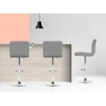 Artiss 4x Bar Stools Fabric Gas Lift Grey - Image 4