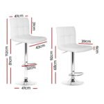 Artiss 4x Bar Stools Leather Gas Lift White - Image 2