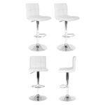 Artiss 4x Bar Stools Leather Gas Lift White - Image 3