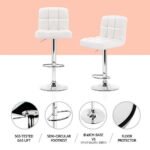 Artiss 4x Bar Stools Leather Gas Lift White - Image 4