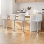 Artiss 4x Bar Stools Leather Gas Lift White - Image 7