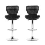 Artiss 2x Bar Stools Gas Lift Leather Seat Black - Image 3