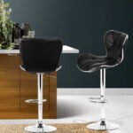 Artiss 2x Bar Stools Gas Lift Leather Seat Black - Image 7
