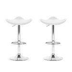 Artiss 2x Bar Stools Leather Gas Lift Chair White - Image 3