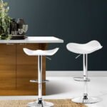 Artiss 2x Bar Stools Leather Gas Lift Chair White - Image 7