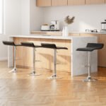 Artiss 4x Bar Stools Adjustable Gas Lift Chairs Black