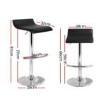 Artiss 4x Bar Stools Adjustable Gas Lift Chairs Black - Image 2