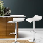 Artiss 2x Bar Stools Adjustable Gas Lift Chairs White - Image 7