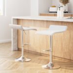 Artiss 2x Bar Stools Adjustable Gas Lift Chairs White - Image 8