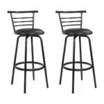 Artiss 2x Bar Stools Swivel Leather Padded Metal - Image 8