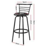 Artiss 2x Bar Stools Swivel Leather Padded Metal - Image 2