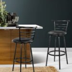 Artiss 2x Bar Stools Swivel Leather Padded Metal - Image 7