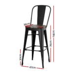 2x Artiss Metal Bar Stools Wooden Seat Retro Counter Stool - Image 2