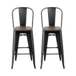2x Artiss Metal Bar Stools Wooden Seat Retro Counter Stool - Image 3