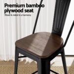 2x Artiss Metal Bar Stools Wooden Seat Retro Counter Stool - Image 4