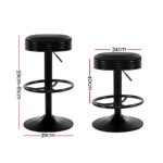 Artiss 2x Bar Stools Leather Padded Gas Lift Black - Image 2