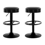 Artiss 2x Bar Stools Leather Padded Gas Lift Black - Image 7