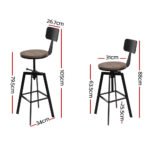 Artiss Bar Stools Kitchen Counter Chairs Vintage Metal Chairs x2 - Image 2