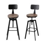 Artiss 4x Bar Stools Kitchen Dining Chairs Adjustable Wood Stool w/Backrest - Image 7