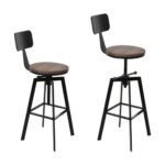 Artiss 4x Bar Stools Kitchen Dining Chairs Adjustable Wood Stool w/Backrest - Image 3