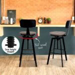 Artiss 4x Bar Stools Kitchen Dining Chairs Adjustable Wood Stool w/Backrest - Image 5