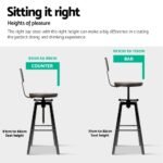 Artiss 4x Bar Stools Kitchen Dining Chairs Adjustable Wood Stool w/Backrest - Image 6