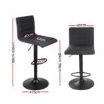 Artiss 2x Bar Stools Gas Lift Linen Fabric Black - Image 2