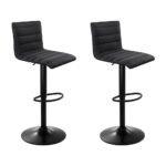 Artiss 2x Bar Stools Gas Lift Linen Fabric Black - Image 8