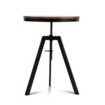 Artiss Bar Table 67-86CM Height Round Brown - Image 3