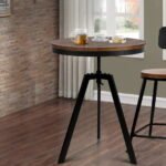 Artiss Bar Table 67-86CM Height Round Brown - Image 7