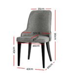 Artiss Dining Chairs Set of 2 Linen Fabric Grey - Image 2