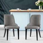 Artiss Dining Chairs Set of 2 Linen Fabric Grey - Image 7
