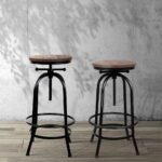 Artiss Bar Stools Adjustable Wood Chairs - Image 7