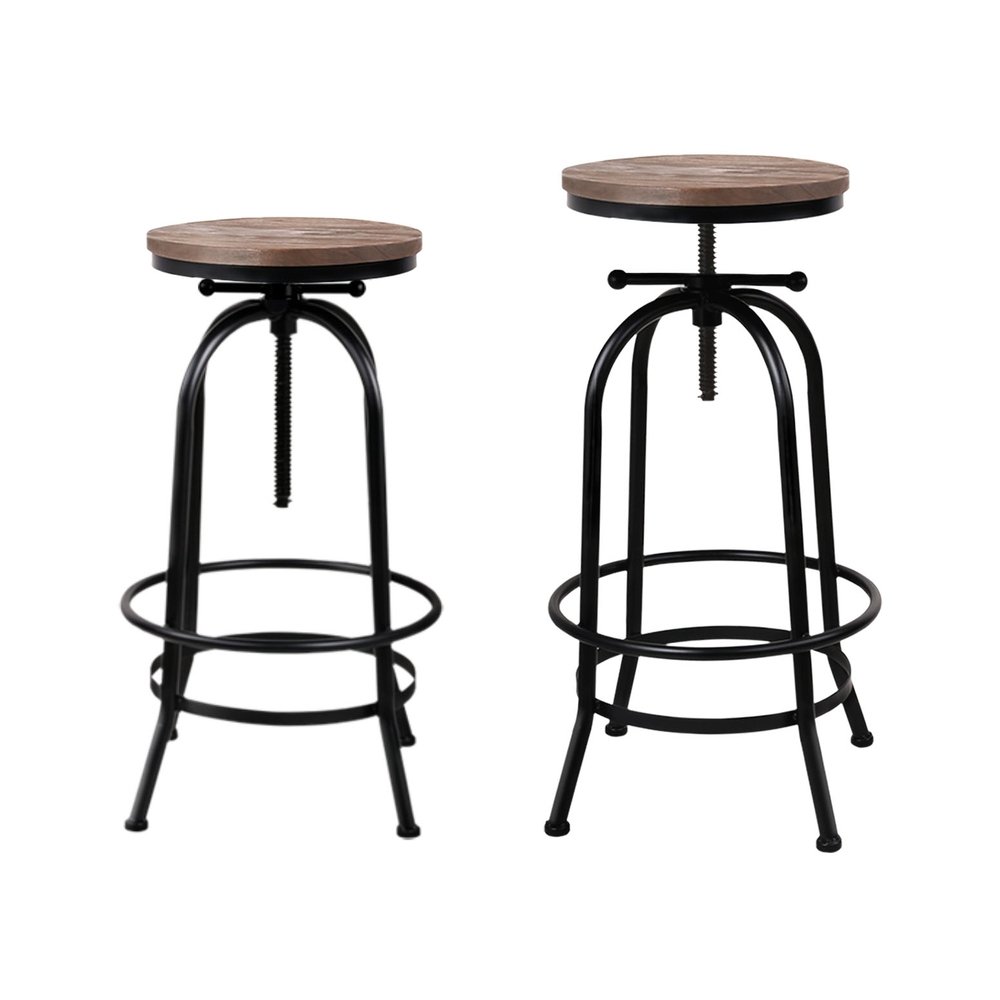 BA-TW-V17-T14134-BKX4-203206-00.jpg Artiss 4x Bar Stools Kitchen Dining Chairs Adjustable Wooden Vintage Stool - Image 1