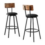 Artiss 2X Industrial Bar Stools Upholstered Counter Chairs Steel Frame Anti-Scratch