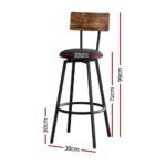 Artiss 2X Industrial Bar Stools Upholstered Counter Chairs Steel Frame Anti-Scratch - Image 2