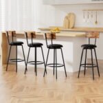 Artiss 4X Industrial Bar Stools Upholstered Counter Chairs Steel Frame Anti-Scratch - Image 7