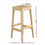 Artiss 2x Bar Stools Rubber Wood Stool Counter Chair Rattan Barstools Kitchen - Image 2