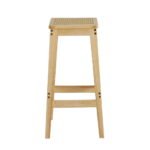 Artiss 2x Bar Stools Rubber Wood Stool Counter Chair Rattan Barstools Kitchen - Image 3