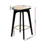 Artiss 2x Bar Stools Rattan Counter Kitchen Dinning Chair Bamboo Saddle Black - Image 2