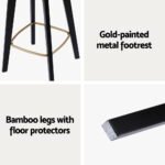 Artiss 4x Bar Stools Rattan Counter Kitchen Dinning Chair Bamboo Saddle Black - Image 6