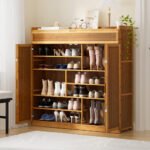 Artiss Shoe Rack Cabinet 30 Pairs Storage Cupboard Bamboo - Image 8