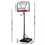 Everfit 2.6M Basketball Hoop Stand System Adjustable Portable Pro Kids Clear - Image 2