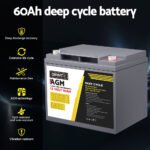 Giantz AGM Battery 12V 60Ah Deep Cycle Box Portable Solar Caravan Camping - Image 4