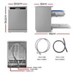 Devanti 60cm 14 Place Settings Freestanding Dishwasher Silver - Image 2