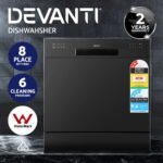 Devanti 8 Place Settings Benchtop Dishwasher Black - Image 4