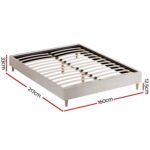 Artiss Bed Frame Queen Size Beige ZORA - Image 3