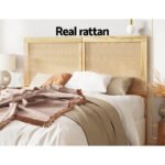 Artiss Bed Head Headboard Double Rattan - RIBO Pine - Image 4